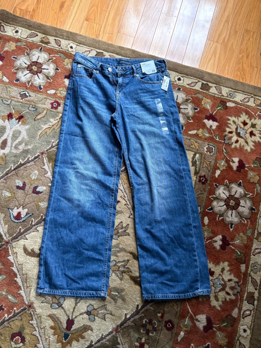 Aeropostale Men's Relaxed Wide-Leg Blue Jeans